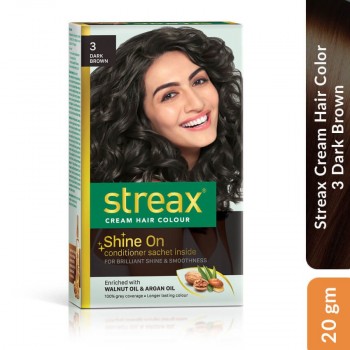 Streax Cream Hair Color 3 Dark Brown, 20 gm
